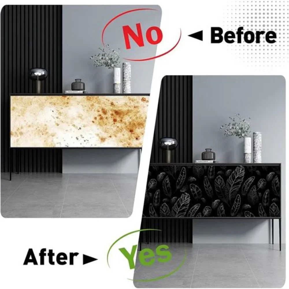 Black Peel and Stick Wallpaper Feather Removable Modern Vinyl Wall Paper